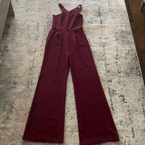 Lulus Sz Small Burgundy Wide Leg Jumpsuit